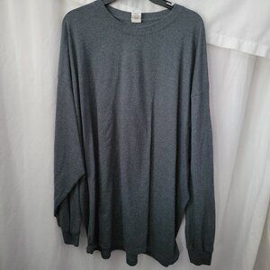 Gildan Ultra Cotton Long Sleeve Shirt Big Man 4XL dk gray thick casual cozy warm